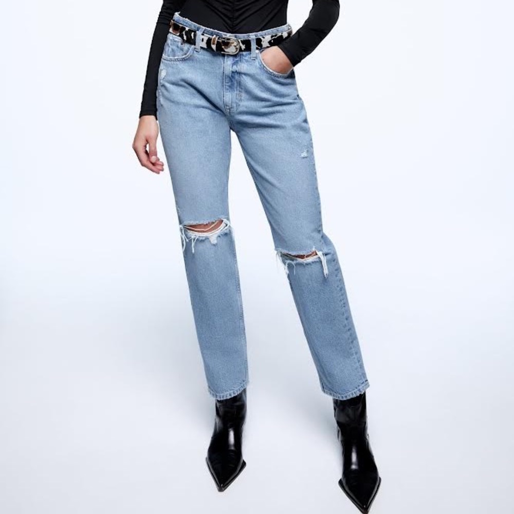 ZARA Denim Jeans Relaxed Fit Ripped/Distressed